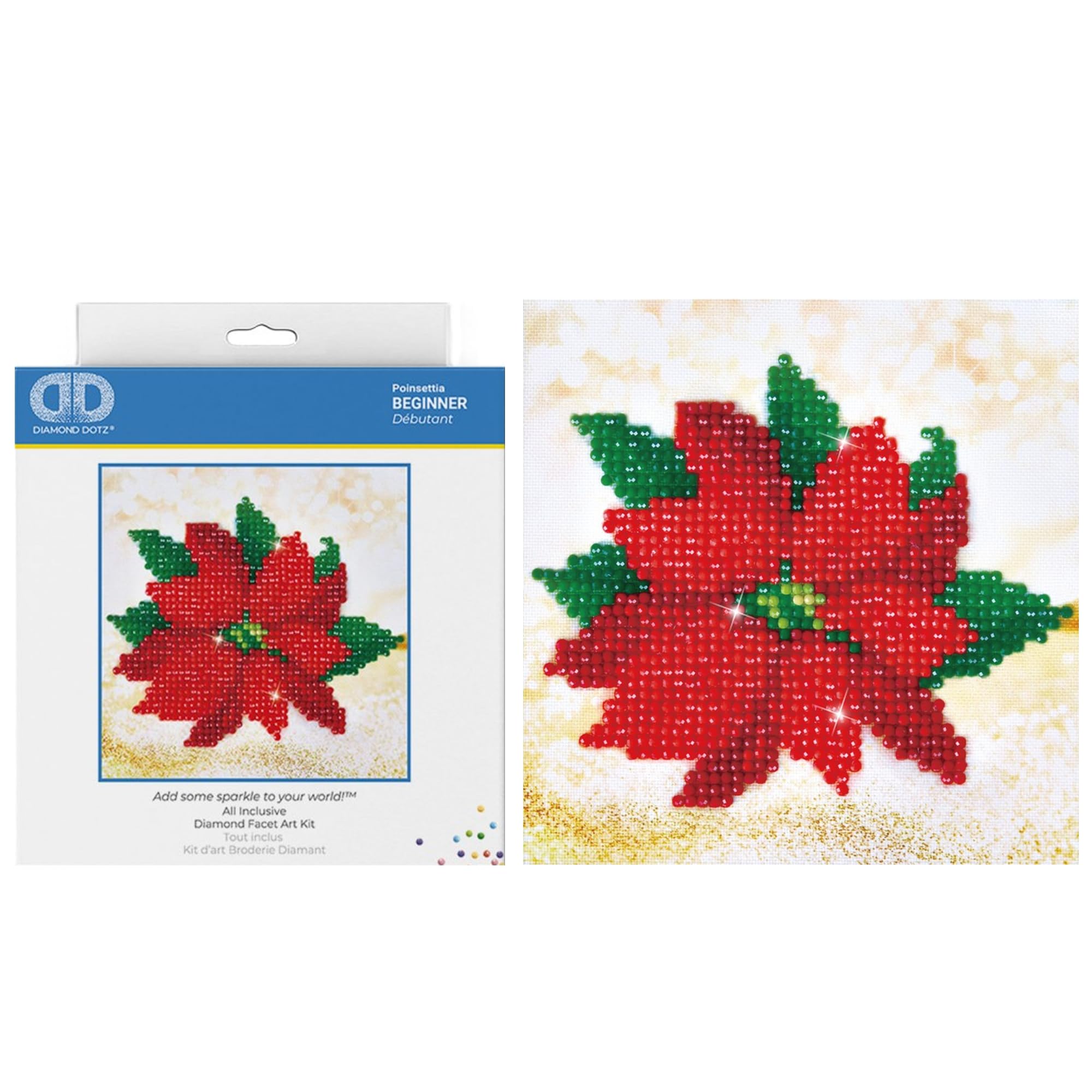 DIAMOND DOTZ Painting, Beginner Kit, Poinsettia, 13.5 x 13.5cm