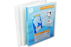 UniKeep 3 Ring View Binder - Binder Case is Fully Enclosed - Available in White, Clear, or Black and in Various Spine Widths (Pack of 3, Clear, 0.5 Inch)