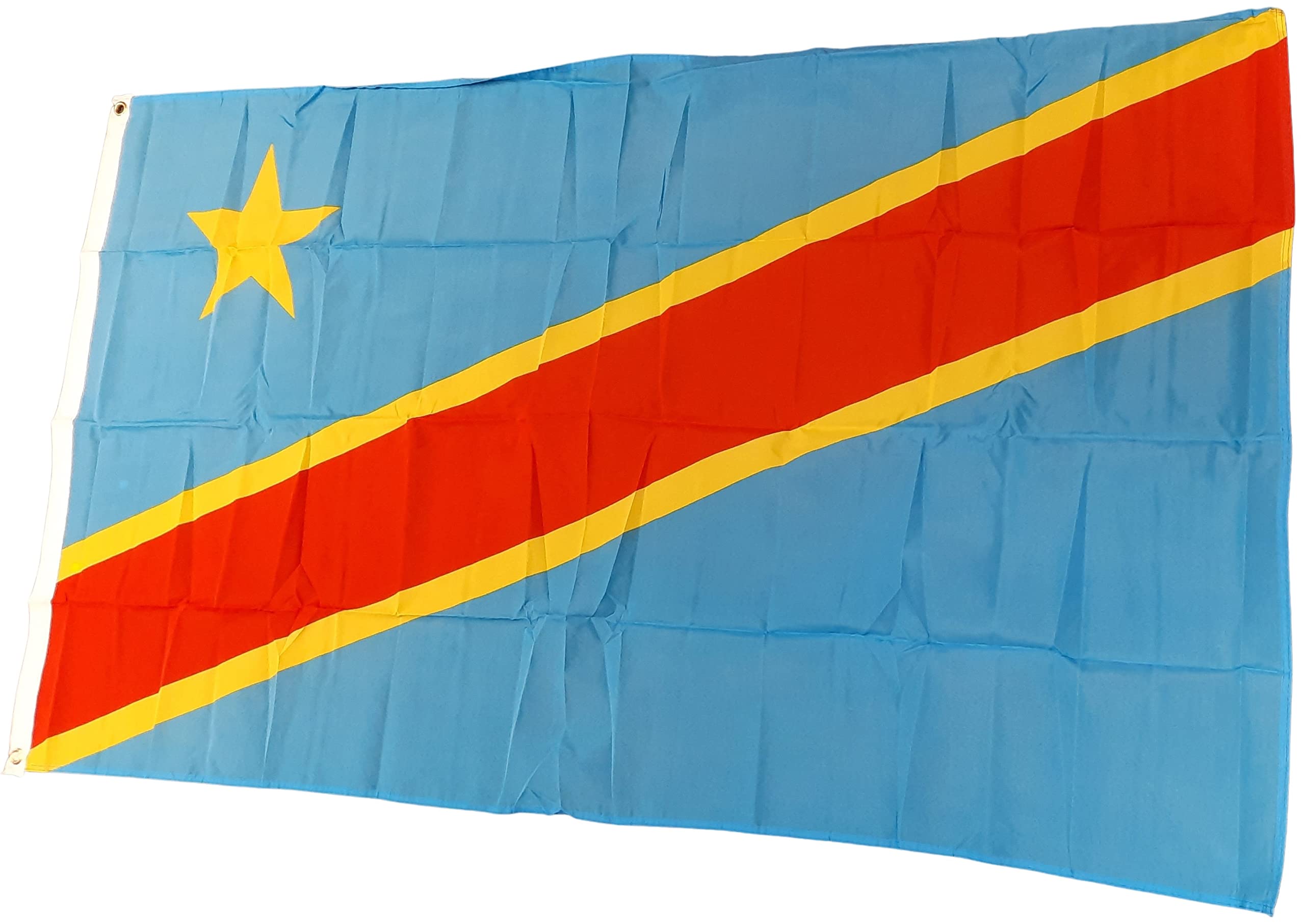 NWFlags Democratic Republic of Congo (Kinshasa/Zaire) Flag 5ft x 3ft 75d Premium Polyester Suitable For Flagpoles | Strong Polyester 5x3 foot material DR Congo flag with Eyelets