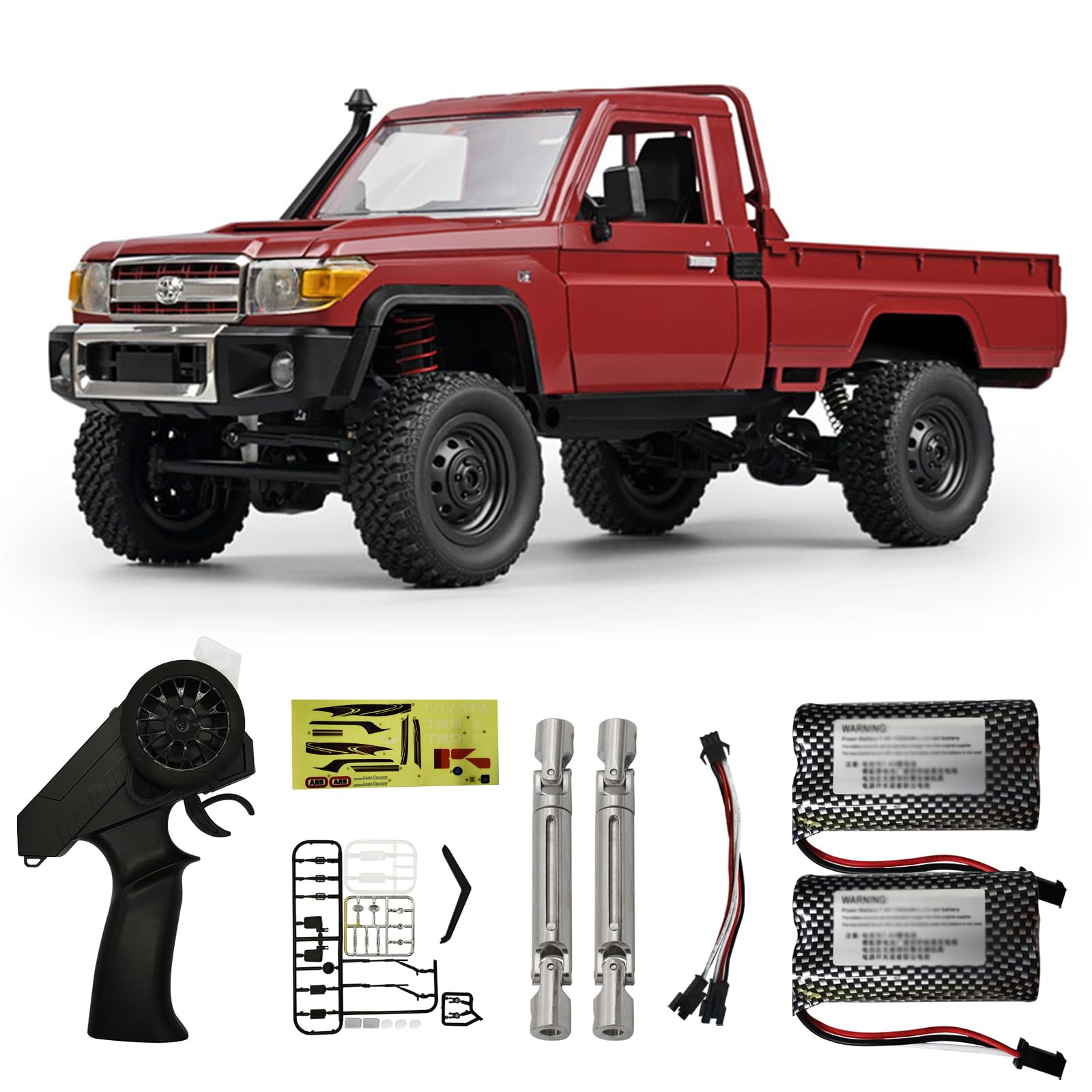 Photo 1 of **missing battery**Skymaker MN82 RC Crawler 1/12 RC Truck 4x4 Toyota LC79 Remote Control Car 2.4GHz Off Road RC Car with Metal Drive Shaft & Two 1500mAh Battery RTR Vehicle for RC Hobby Adult Red