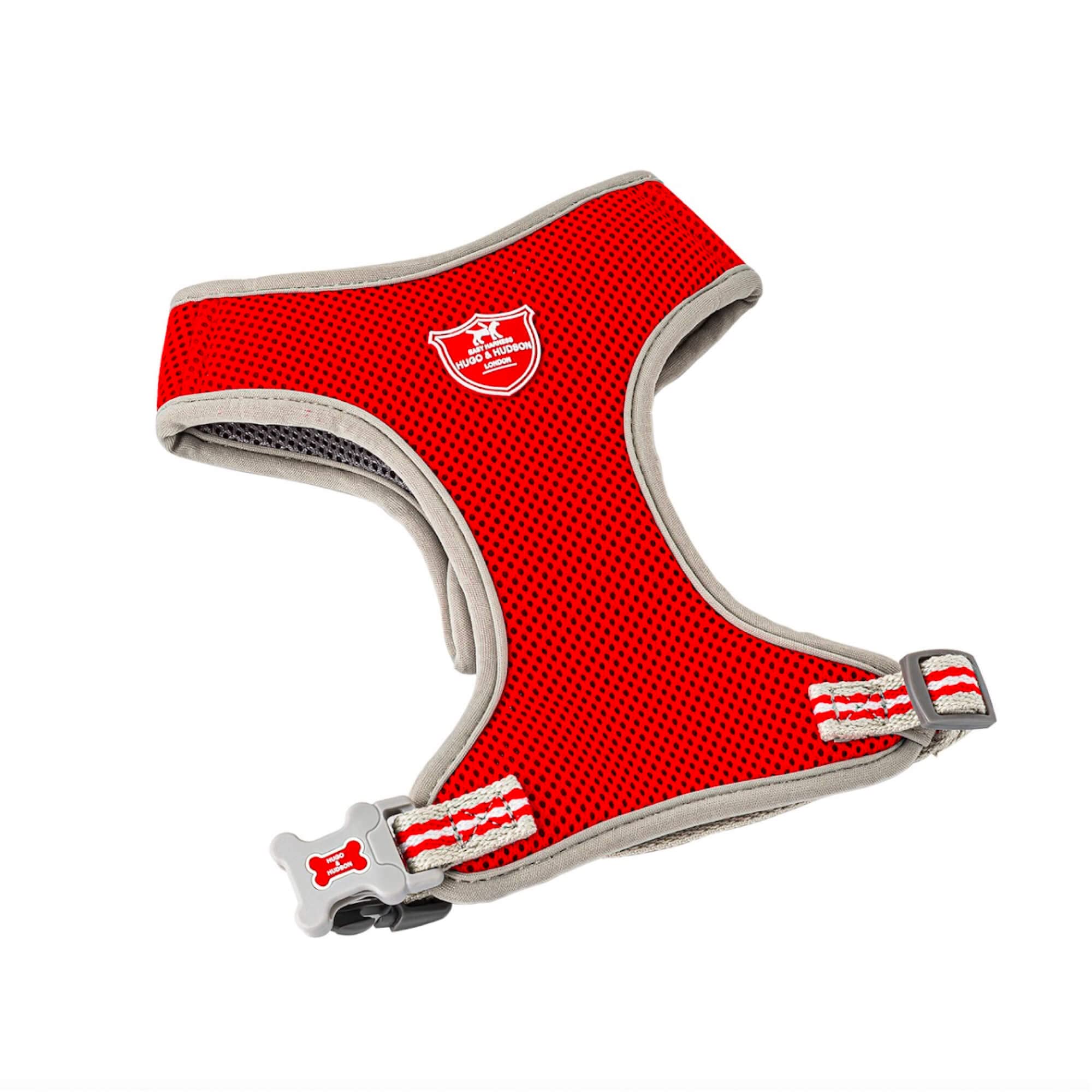 HUGO & HUDSON Dog Harness, No Pull Quick Dry Mesh, Breathable Rear Buckle Pet Vest, Red, L