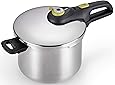 T-fal Pressure Cooker, Stainless Steel Cookware, Dishwasher Safe, 15-PSI Settings, 6.3-Quart, Silver, Model P25107