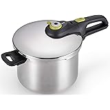 T-fal Pressure Cooker, Stainless Steel Cookware, Dishwasher Safe, 15-PSI Settings, 6.3-Quart, Silver, Model P25107
