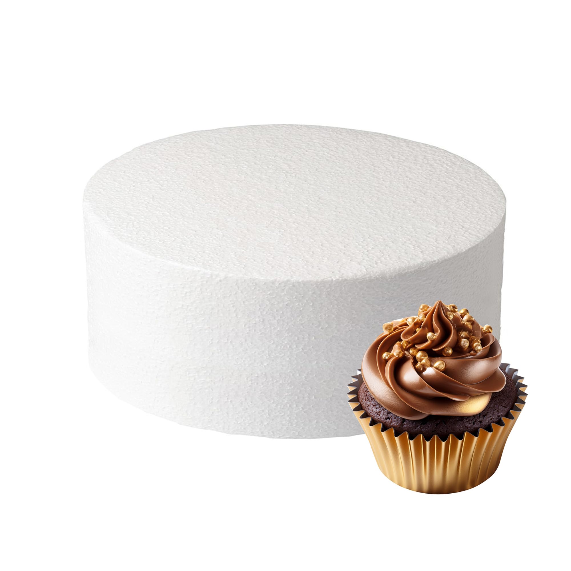 Culpitt 8" x 3" Round Cake Dummy, Straight Edge Cake Form, Practice Cake Decorating or Use for Creating Long-Lasting Displays, Smooth Polystyrene