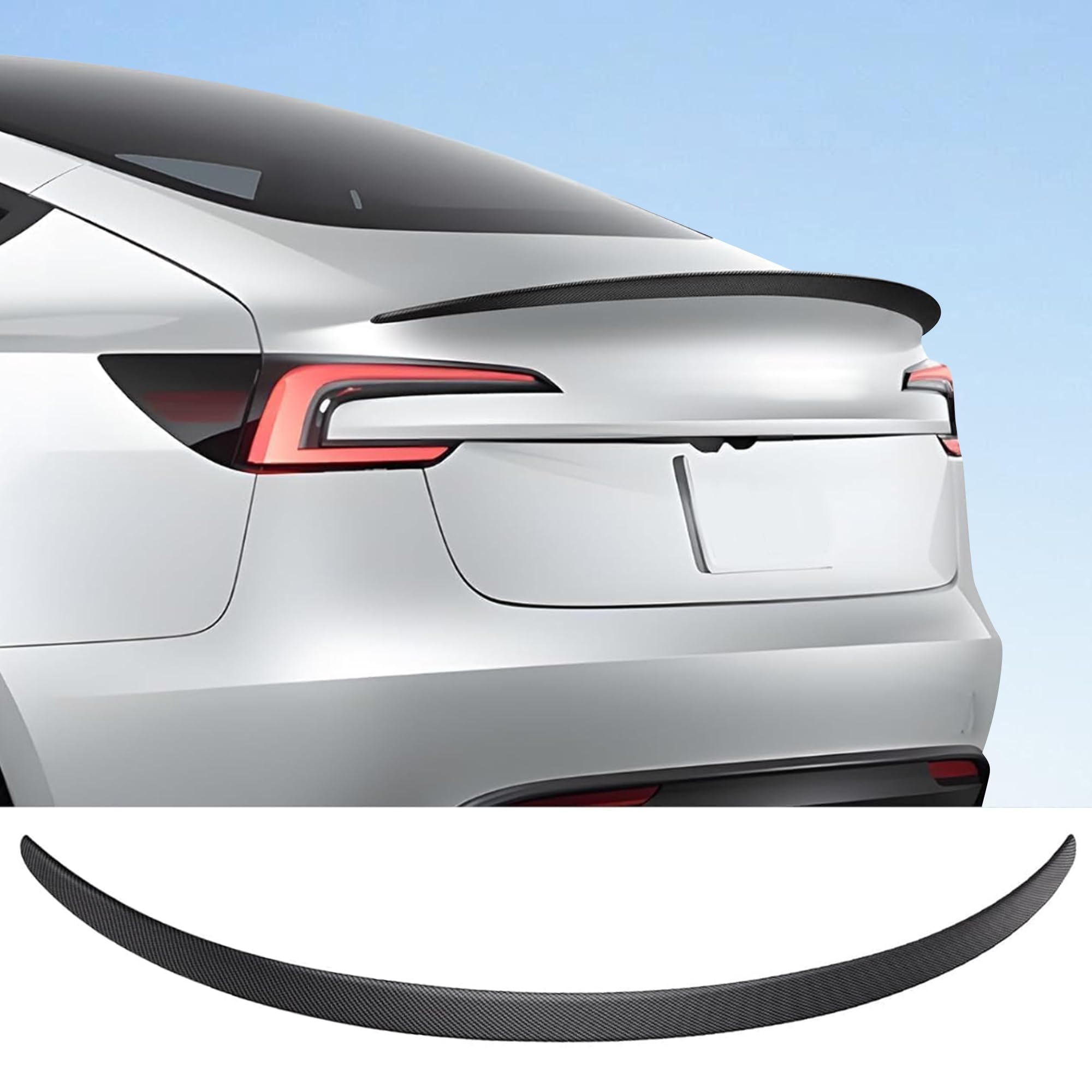 Photo 1 of Arcoche Spoiler for Tesla Model 3 2025 2024 Performance Spoiler Wing ABS Rear Trunk Lip Tail Lid for Model 3 Highland (Glossy Carbon Fiber)