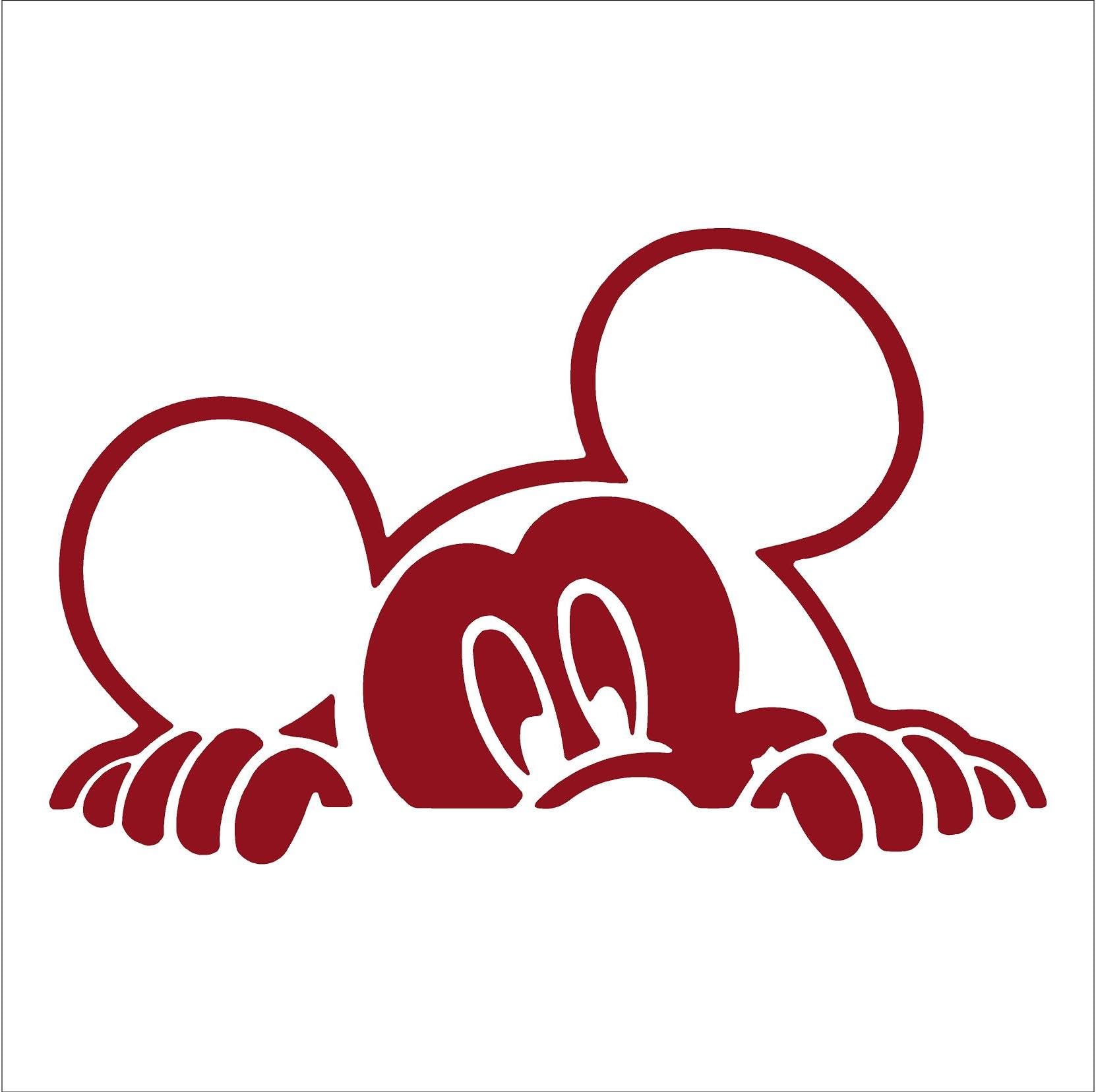 Signsorcerer Mickey Mouse Disney Peeking Looking Car Window Decal Sticker (6", Dark Red)