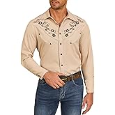 American Trends Men's Western Cowboy Shirt - Long Sleeve Mexican Shirt for Halloween Day of The Dead Button Down Casual Shirt