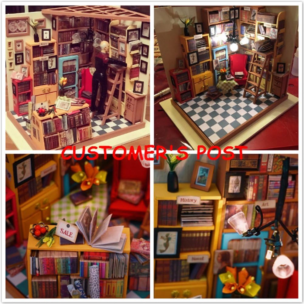 Rolife DIY Miniature Dollhouse Kits Books Store Wooden Dollhouse Model Creative Gifts for Kids Teens and Adults - Image 4