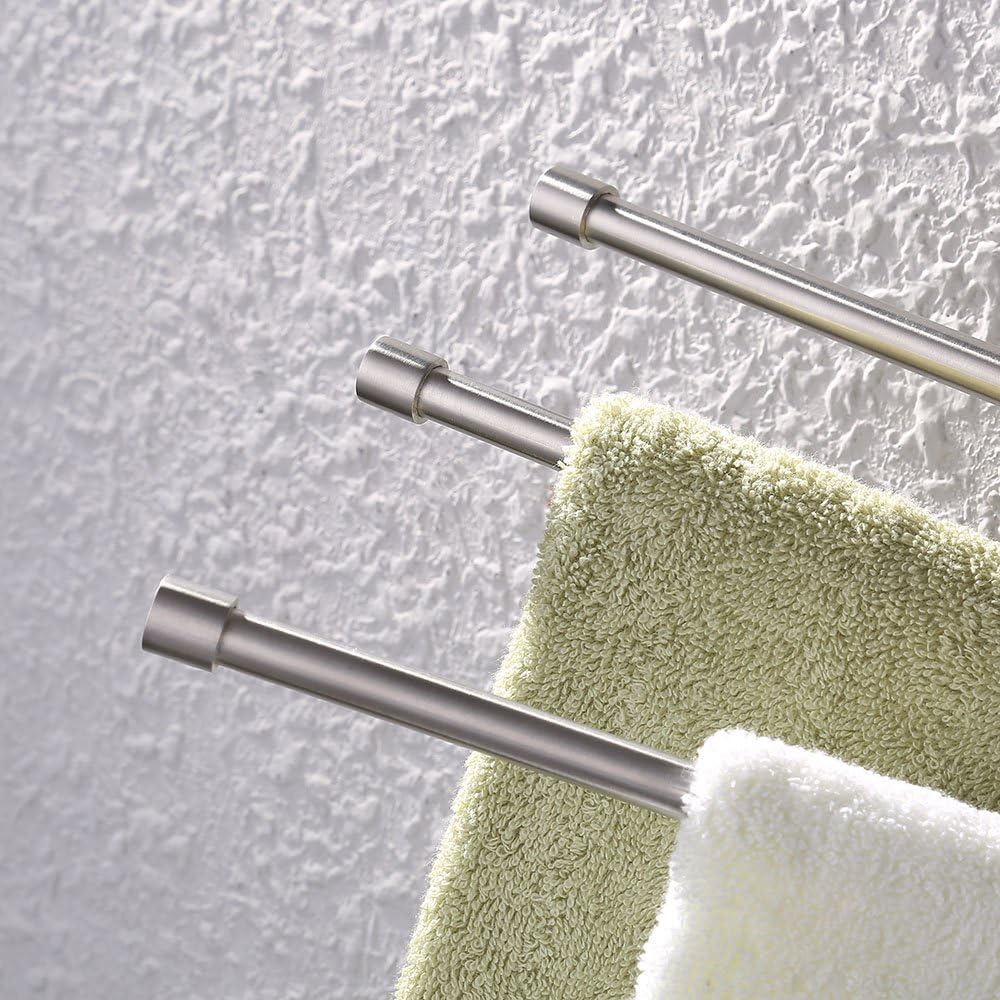 KES Swing Out Towel Bar SUS 304 Stainless Steel 6-Bar Folding Arm Swivel Hanger Bathroom Storage Organizer Rustproof Wall Mount Brushed Finish, A2102S6-2 - - 