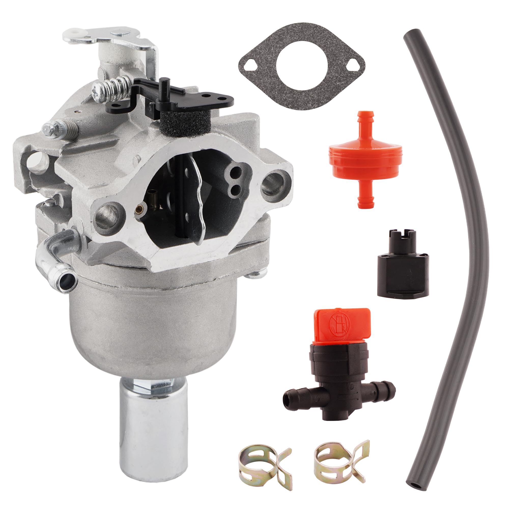 WateryWave 796109 594593 Carburetor for Brig-gs & Strat-ton 591731 590400 796078 498811 794161 795477 14.5HP-21HP Engine Craftsman Riding Mower Lawn Tractor with Clamp Gasket Fuel Filter, 7PCS(591731)