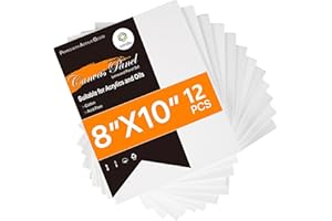 CONDA Canvas Boards for Painting, 8 x 10 inch, 12 Pack, 100% Cotton Canvas Panels, White Blank Canvases, Primed, Acid-Free, A