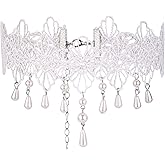 Women Lace Choker Elegant Necklace Gothic Retro Pendant Beads Pearl Victorian Lolita Neck Collar Wedding Bridal Necklace