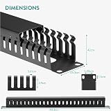 kwmobile 1U 19" Rack Mount Cable Management 24 Slot Finger Raceway Panel Cover view 4