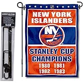 New York Islanders 4 Time Champions Garden Flag and Pole Stand Holder
