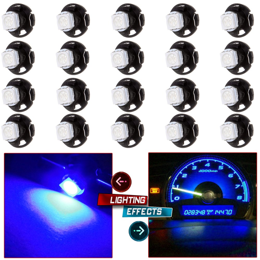 cciyu T5 Neo Wedge HVAC Climate Heater Control Light 5050 SMD Instrument Panel Gauge Cluster Dashboard LED Bulb,20 Pack Super Blue