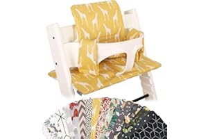 UKJE Cushion Compatible with Stokke Tripp Trapp - Soft Seat for Infants, Babies & Toddlers, High Chair Accessories, Cotton Fabric Insert, Easy to Install, Handmade in Europe (Yellow Giraffe)