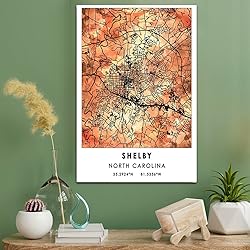 Shelby Map Poster, North Carolina Map Art