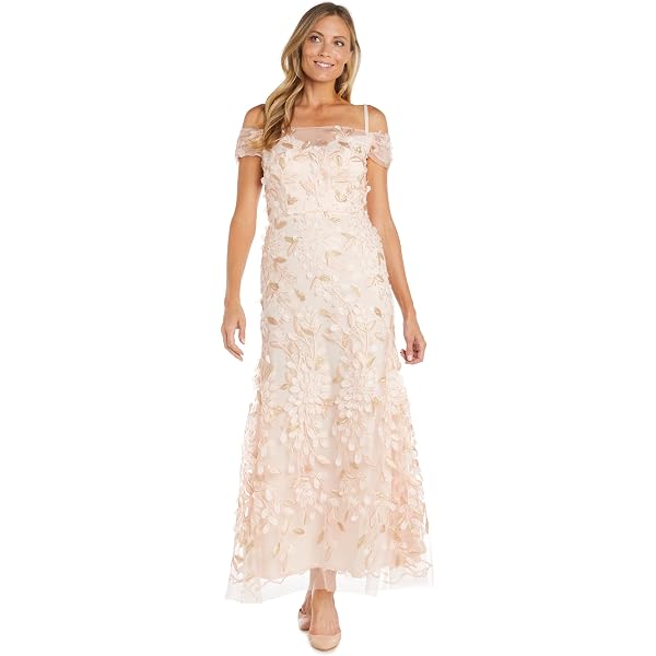 open lace back dress Amazon.com: R&M Richards Women's Glamorous One-Shoulder Gown | Tiered Skirt  Maxi Dress W/ 3D Flower Detail