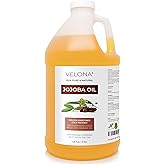 velona Jojoba Oil - 1 Gallon / 128 Fl Oz | 100% Pure and Natural | Golden, Unrefined, Cold Pressed, Hexane Free | Moisturizing Face, Hair, Body, Skin Care, Stretch Marks, Cuticles