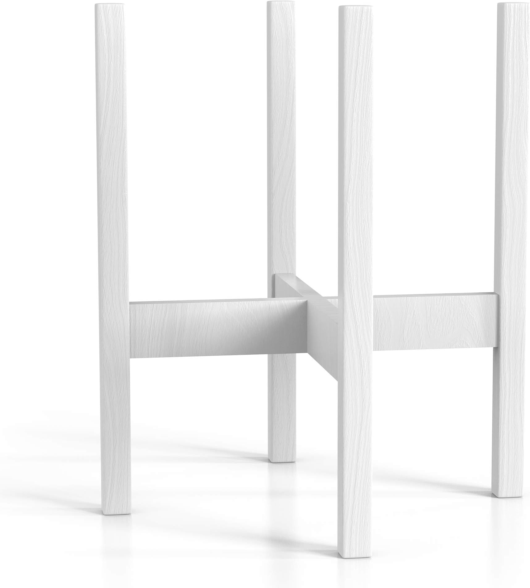 Mid Century Modern Plant Stand - Fits Large 12 & 13 Inch Planter Pots (NOT Included) - Handmade Wood Standing Holder for Indoor House Plants and Outdoor Patio Deck - White Color