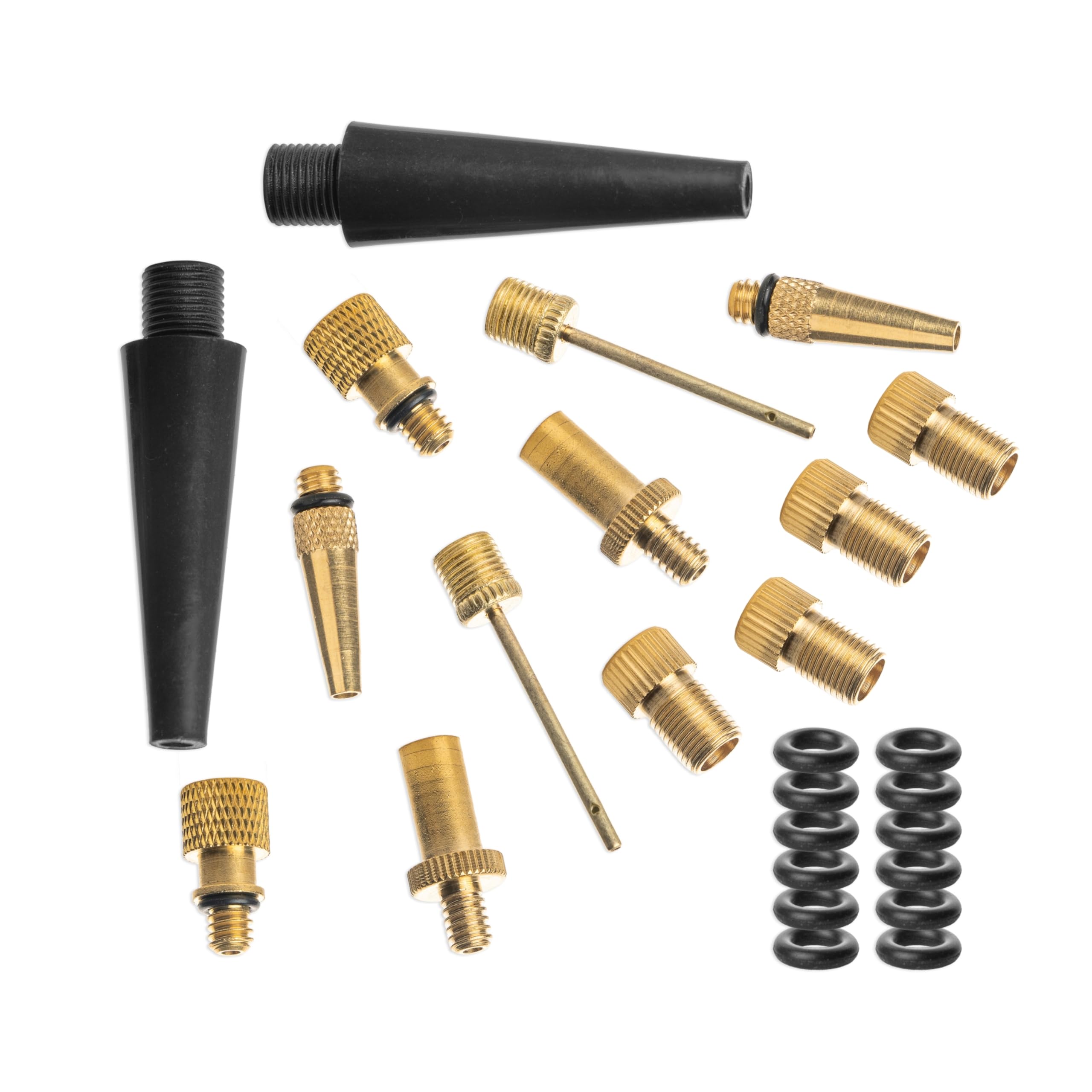 Valve adapter set, 26 pack, adapter for DV, SV, AV valves, valve adapter for bicycle, play ball, gymnastics ball, air mattress, air pump adapter for floor pump, ball pump, hand pump, tube valve