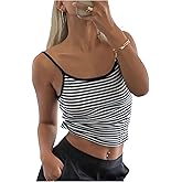 winkbay Women's Summer Striped Crop Tops Scoop Neck Spaghetti Strap Knit Dressy Casual Camisole Top