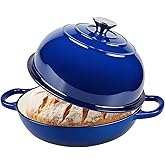 yaoyaoplay Dutch Oven for Bread Baking, Bread Oven, Enameled Cast Iron Dutch Oven, Bread Pot with Dome Lid, Oven Safe up to 500°F, 6 Quart, Blue