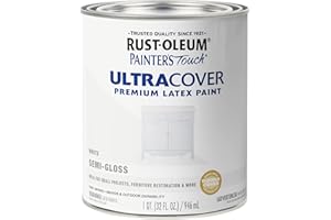 Rust-Oleum 1993502 Painter's Touch Ultra Cover Multi-Purpose Brush-On Paint, 1 Quart, Semi-Gloss White