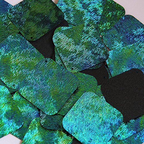 30mm Square Sequin Diamond Van Gogh Starry Night Blue Green Swirl Texture Couture Paillettes. Made in USA. Loose sequins for embroidery, bridal, applique, arts, crafts, and embellishment.