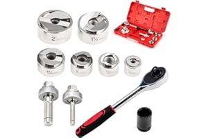 IBOSAD Manual Knockout Hole Punch Driver Kit 1/2 to 2 inch Electrical Conduit Hole Cutter Set KO Tool Kit,Can't Use for Stainless Steel Plate (with Chromed Punch Dies)