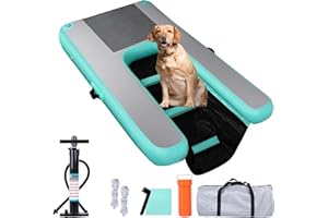 HEYLIFE Inflatable Dog Water Ramp Pool Ladder for Boats Docks Raft Swimming Pools Pet Stairs Floating Sports Platform Light Green 4.6ft x 3ft x 4in