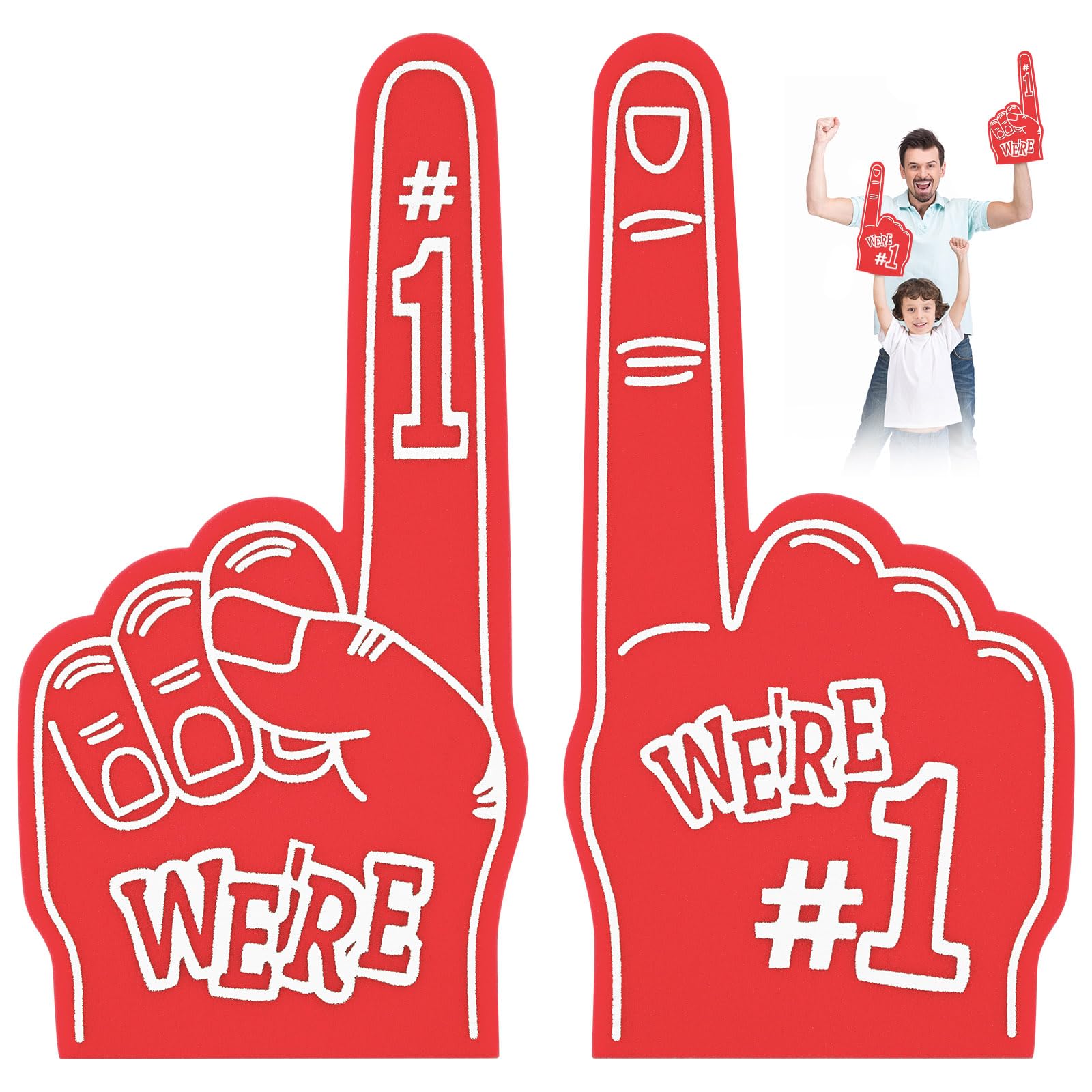 Aolso 2PCS Foam Finger, Foam Hand Foam Fingers, Cheering Foam Hand for Sporting Events, Sports Fan Games Cheering Foam Hands for Basketball Football Dance Games Party Supplies(Red)