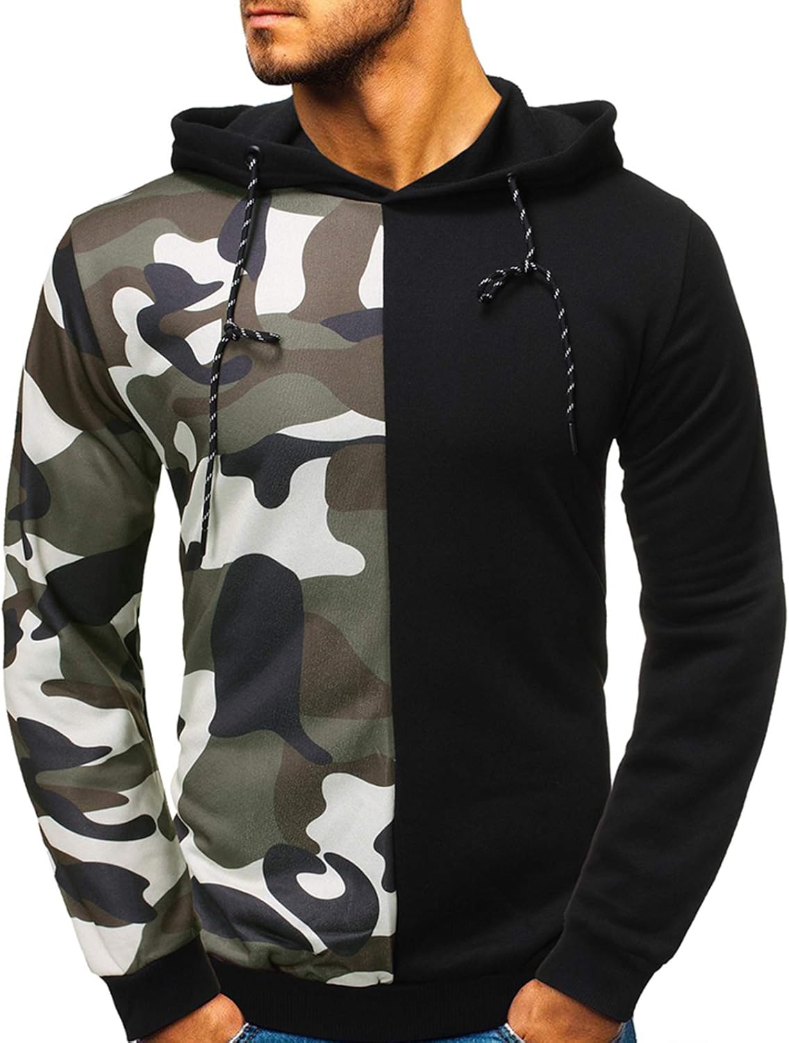 Rela Bota Mens Fashion Athletic Hoodies Sport Sweatshirt Solid Color Fleece Pullover Black: Clothing