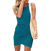 BTFBM Women Summer Dresses 2026 Sleeveless Tank Ruched Bodycon Sundresses for Women Party Beach Mini Casual Spring Dress