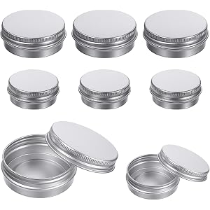 6 Pack Lip Balm Tins Small Metal Tin with Lids Round Aluminum Tins with Screw Lids, 0.5oz 1oz Silver Refillable Metal Contain