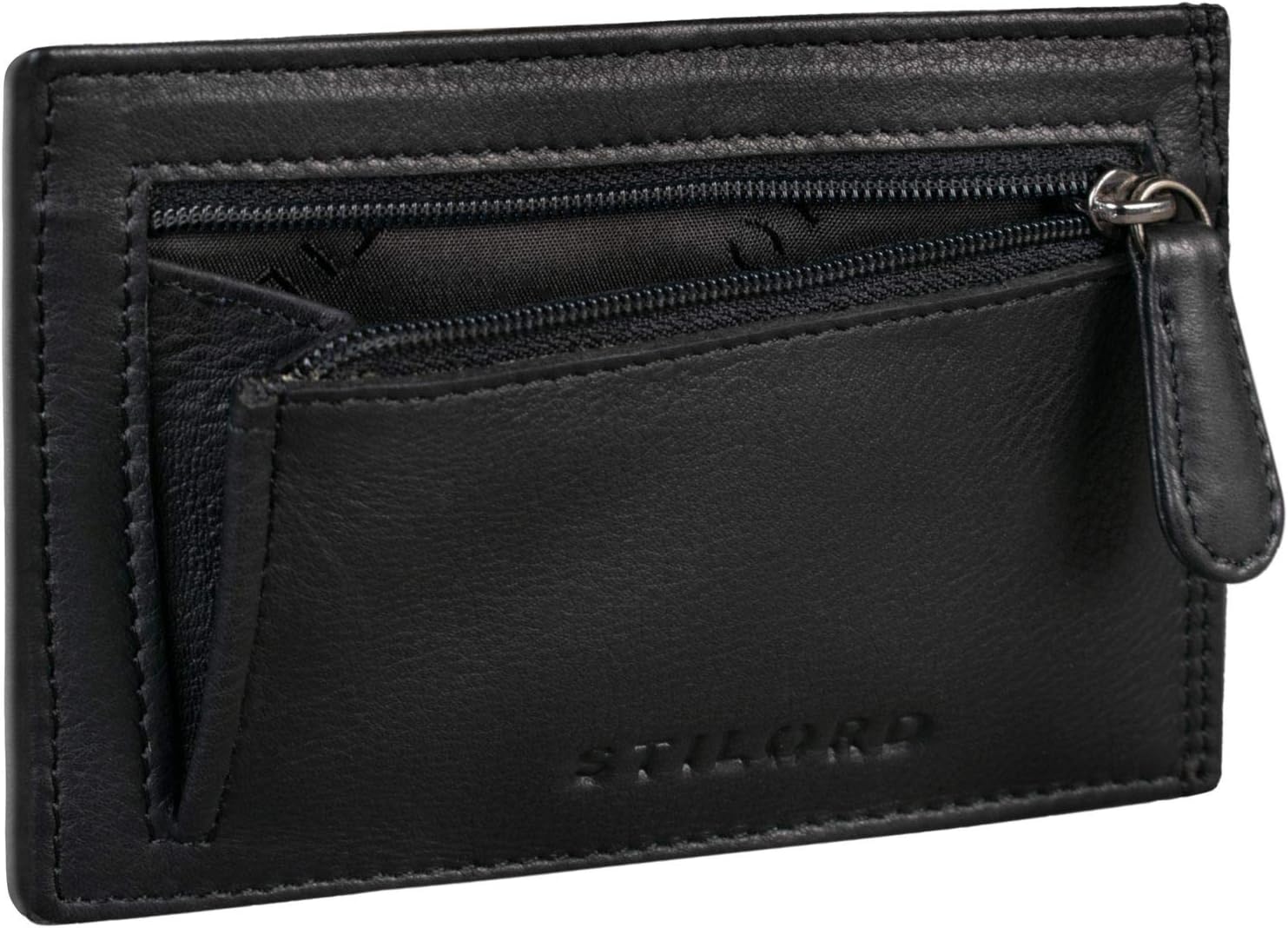 STILORD 'Trevor' Credit-Card Holder Leather RFID Protector Mini Wallet for Men and Women in Black Gift Box Colour:Black