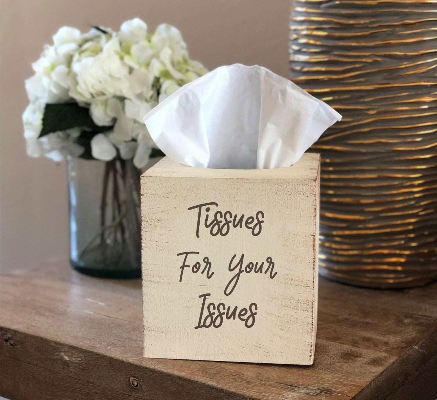 Tissues For Your Issues Tissue Box Distressed Handmade
