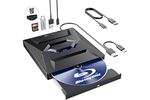 External Blu Ray Drive,Portable Bluray Player Writer Reader,CD Burner with USB 3.0 typc C Port& SD Card,DVD & CD-ROM +/-RW,Ex