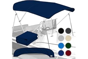 KNOX Universal 3 Bow Bimini Top Replacement Canvas, Bimini Top Canvas Only with Zip-On Storage Boot, 900D Marine Grade, Waterproof, Fadeproof Sun Shade Boat Canopy, No Frame, 61-66" W, Navy Blue