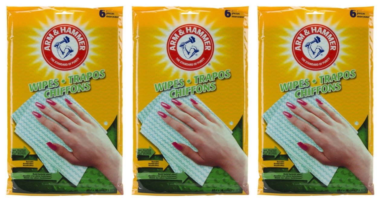Arm & Hammer Reusable Cleaning Wipes, 6 Count (3 pack 18