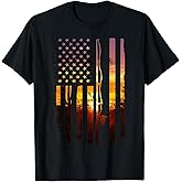 American Flag Fish Fisher Fisherman Funny Bass Fishing USA T-Shirt
