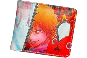 Anime Chainsaw Man Cosplay Wallet Short Bifold Leather Purse Accessory Halloween, Red, one size, Casual