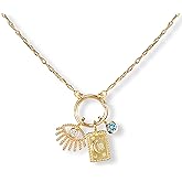 Melhill Charm Pendant Necklace Gold Plated Zircon Evil Eye Moon Star Celestial Talisman Layering Piece Statement Jewelry for Women