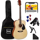 Best Choice Products 41in Full Size Beginner All Wood Acoustic Guitar Starter Set w/Gig Bag, Strap, Capo, Strings, Picks - Natural