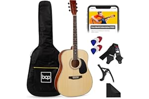 Best Choice Products 41in Full Size Beginner All Wood Acoustic Guitar Starter Set w/Gig Bag, Strap, Capo, Strings, Picks - Natural