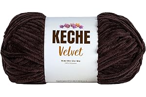 Keche Velvet Yarn for Crocheting, Soft Chenille Bulky Baby Blanket Amigurumi Yarn 100 gr (132 yds) - Brown