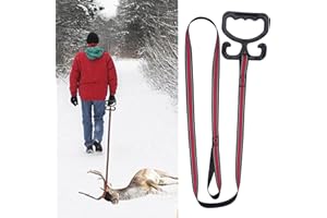 HADWOER Deer Drag Harness, Heavy Duty Deer Dragging Rop - Sturdy Non-Slip Handle Paired with 66 Inch Nylon Reflective Rope - Includes Storage Bag
