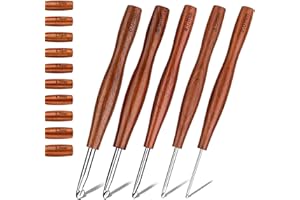 Nitlak 5 Pcs Crochet Hook, 5 Size Ergonomic Stainless Steel Crochet Hook with Wooden Handle for Arthritic Hands, Beginners, Crochet Needles for Knitting (2mm/3cm/4cm/5cm/6cm)