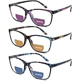 Ryegis Bifocal Reading Glasses Women Clear Top Eyeglasses,Pattern Print Stylish Ladies Readers Spring Hinge