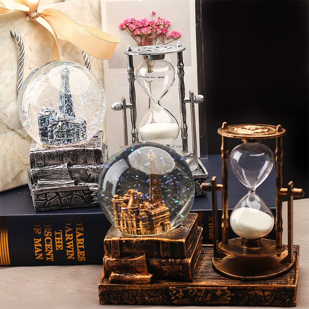 Crystal Snow Globe with Hourglass Home Decoration